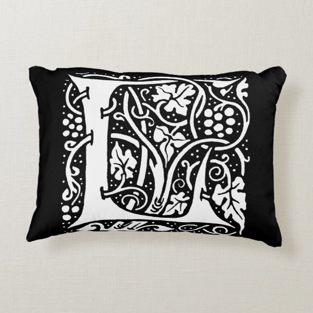 Vintage Monogram L Art Nouveau  Accent Kussen (Achterkant)