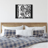 Vintage Monogram L Art Nouveau Canvas Afdruk (Insitu (Slaapkamer))