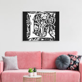 Vintage Monogram L Art Nouveau Canvas Afdruk (Insitu (Woonkamer))