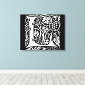 Vintage Monogram L Art Nouveau Canvas Afdruk (Insitu (Houten vloer))