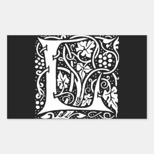 Vintage Monogram L Art Nouveau  Rechthoekige Sticker