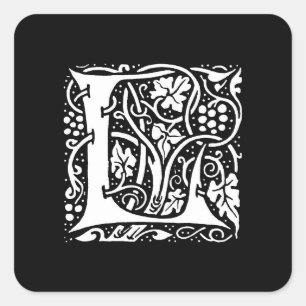 Vintage Monogram L Art Nouveau Vierkante Sticker
