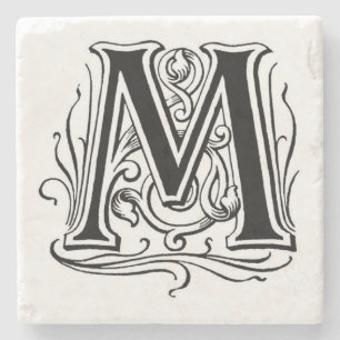 Vintage Monogram 'M Stenen Onderzetter