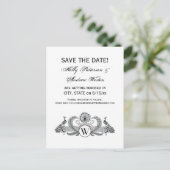 Vintage Monogram met Pauwen Aankondigingskaart (Staand voorkant)