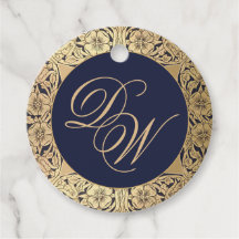 Vintage Monogram Navy Blauwe Gouden Rozen 2 Initia