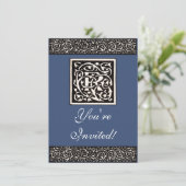 Vintage Monogram R Art Nouveau Kaart (Staand voorkant)