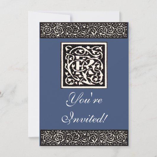 Vintage Monogram R Art Nouveau Kaart (Voorkant)