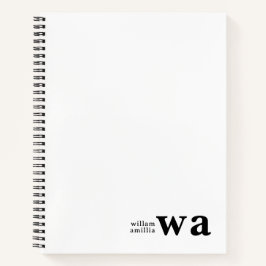 Vintage Monogram Retro Minimalistisch Ontwerp Notitieboek