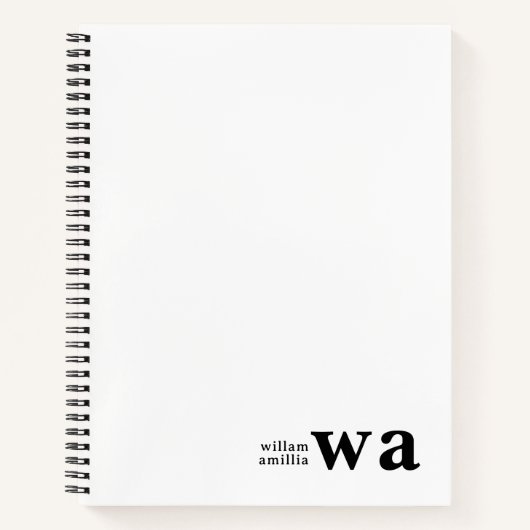 Vintage Monogram Retro Minimalistisch Ontwerp Notitieboek (Voorkant)