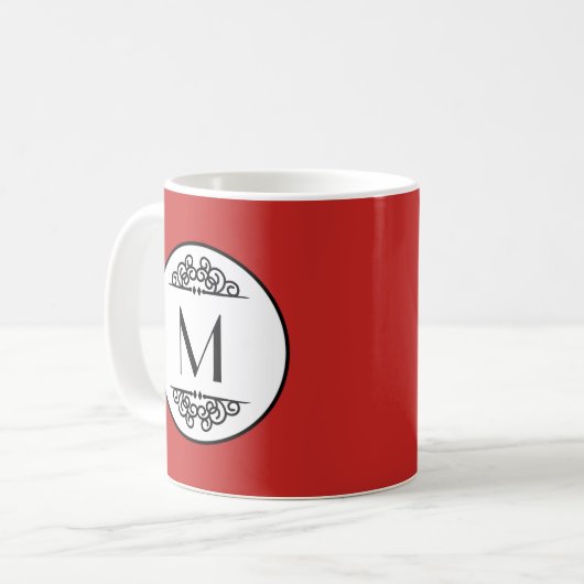 Vintage Monogram Rood - Mok (Voorkant links)