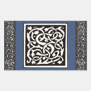 Vintage Monogram S Art Nouveau Letter Rechthoekige Sticker