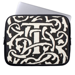 Vintage Monogram T Art Nouveau Letter Laptop Sleeve