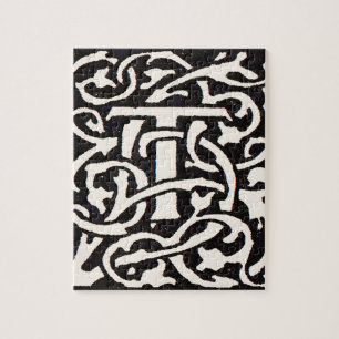 Vintage Monogram T Art Nouveau Letter Legpuzzel