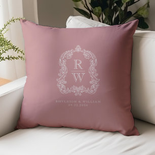 Vintage Monogram Wapenstempel Namen Stof Roze Brui Kussen