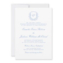 Vintage Monogram White and Dusty Blue Wedding 