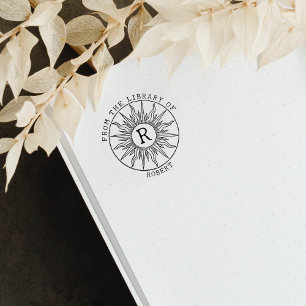 Vintage Monogram Zon Uit de Bibliotheek Van  Rubberstempel