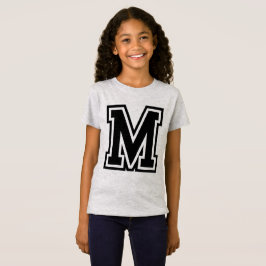 Vintage Monogram Zwart College Initiaal M T-shirt