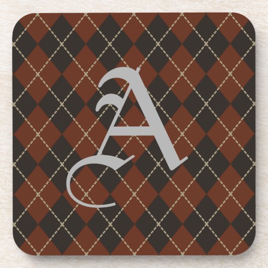 Vintage Monogrammed Argyle Coasters Bier Onderzetter (Voorkant)