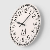 Vintage Monogrammed Pink Grote Klok (Hoek)