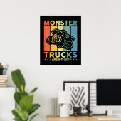 Vintage Monster Truck Are My Jam Poster (Thuiskantoor)