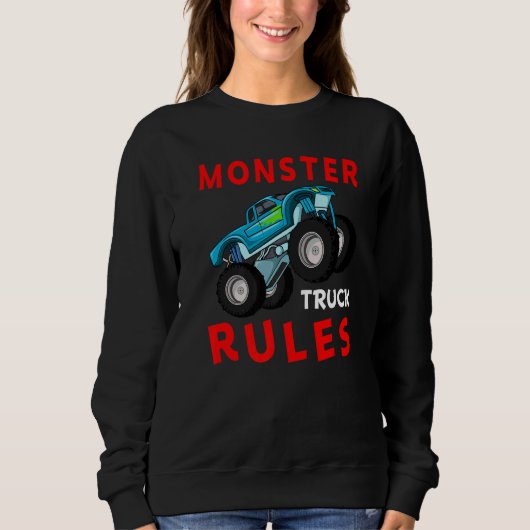 Vintage Monster Truck Rules Cool Engines Truck Trui (Voorkant)