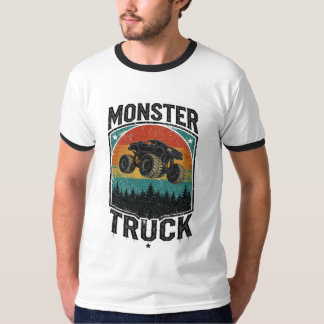 Vintage Monster Truck Zonsondergang T-Shirt Voor J