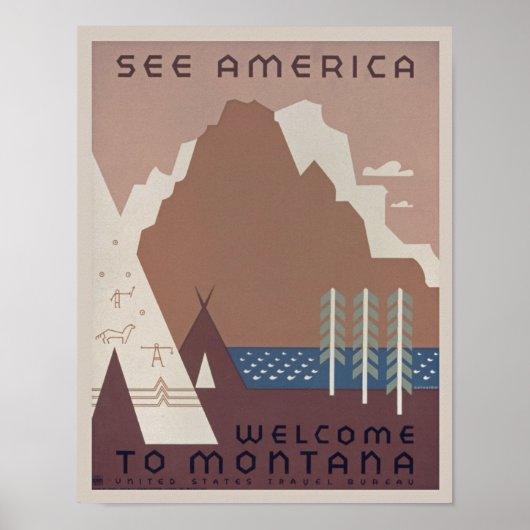 Vintage Montana America Reisposter Poster (Voorkant)