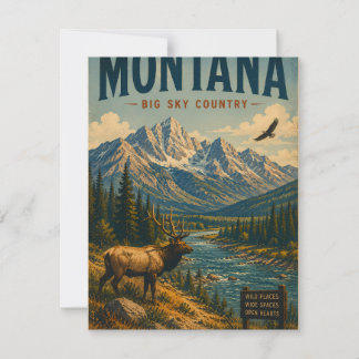 Vintage Montana Big Sky Country Landschap met Maj Notitiekaartje