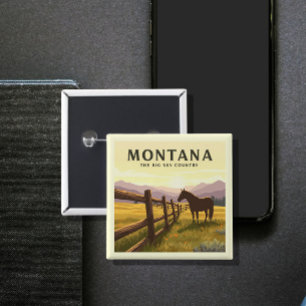 Vintage Montana Vierkante Button 5,1 Cm