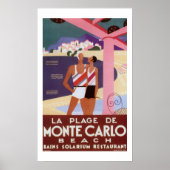 Vintage Monte Carlo Beach Poster (Voorkant)