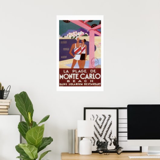 Vintage Monte Carlo Beach Poster (Thuiskantoor)