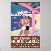 Vintage Monte Carlo Beach Poster (Voorkant)