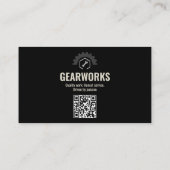 Vintage monteur mascotte QR-code autowerkplaats Visitekaartje (Achterkant)