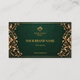 Vintage Moody Emerald Gouden Oorbellenkaart Visitekaartje