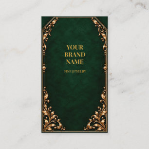 Vintage Moody Smaragd Gouden Sieraden Cadeaubandje Visitekaartje