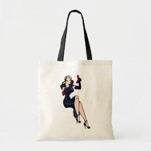 Vintage mooie blonde retro glamour girl pin-up tote bag