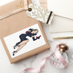 Vintage mooie blonde retro glamour meisje pin-up rechthoekige sticker