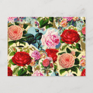 Vintage Mooie Elegante Bloemen nam de Collage van Briefkaart