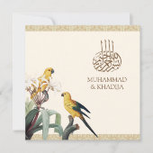 Vintage Mooie Gele Papegaaien Islamitische Moslim  Kaart (Voorkant)