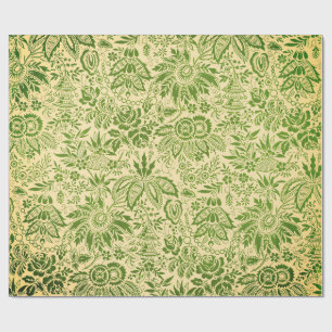 Vintage mooie groene bloemen bloemmotief  cadeaupapier
