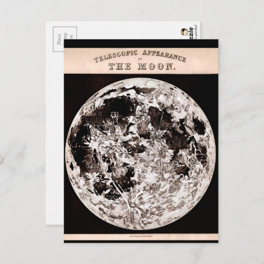 Vintage Moon Briefkaart (Voorkant / Achterkant)