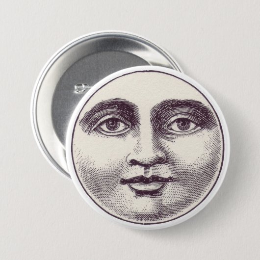 Vintage Moon Face Button (Voorkant /achterkant)