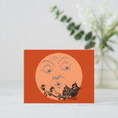 Vintage Moon Halloween Owls Briefkaart (Staand voorkant)