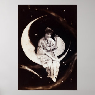 Vintage Moon Lady Poster
