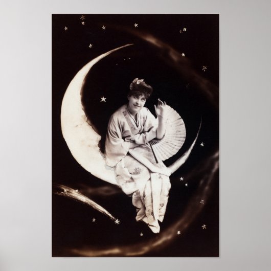 Vintage Moon Lady Poster (Voorkant)
