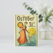 Vintage Moon Man Halloween Greetings Briefkaart (Staand voorkant)