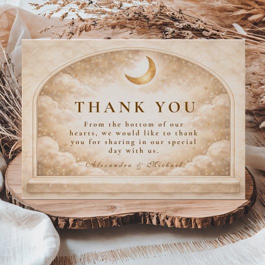 Vintage Moonlight Romance Wedding Bedankkaart