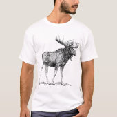 Vintage Moose Wildlife Engraving Art T-shirt (Voorkant)