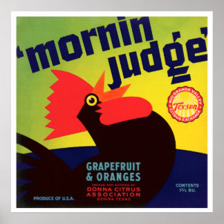 Vintage Mornin' rechter Rooster Grapefruit & Sinaa Poster