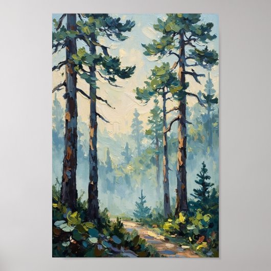 Vintage Morning Mist Forest Art Poster (Voorkant)